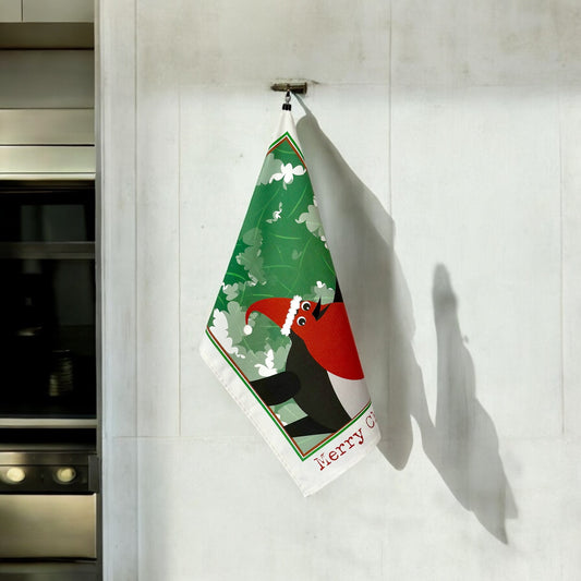 'Holly Robin' Tea Towel