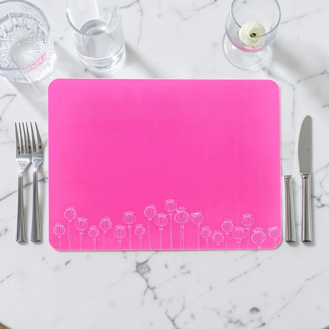 Poppy Seed Head Placemat Pink