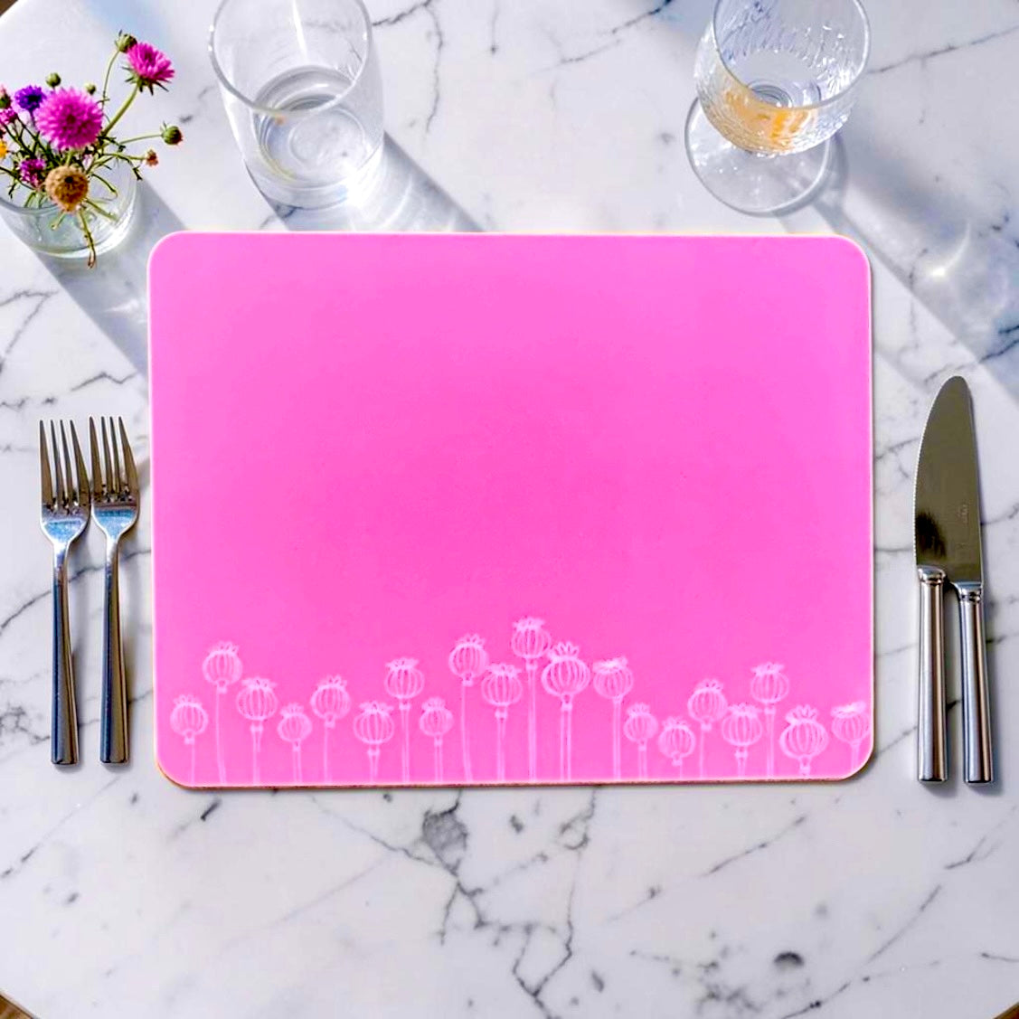 Poppy Seed Head Placemat Pink