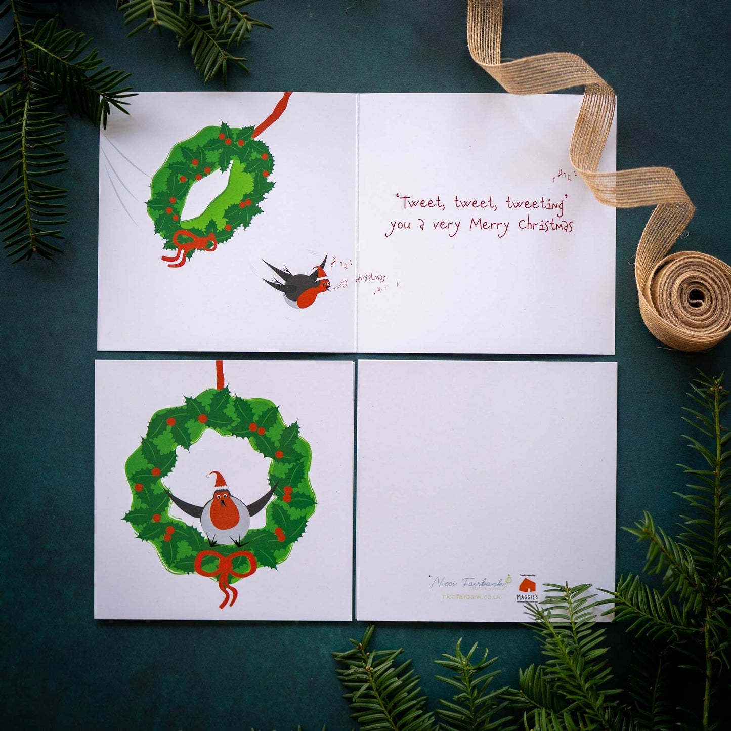 Hand Drawn Christmas Wreath Cards